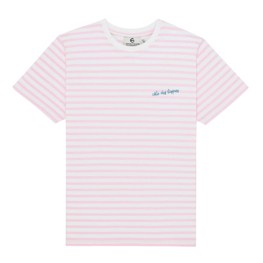 T-shirt Marinière côte des basques rose