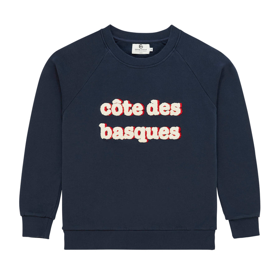 Sweatshirt côte des basques marine rouge