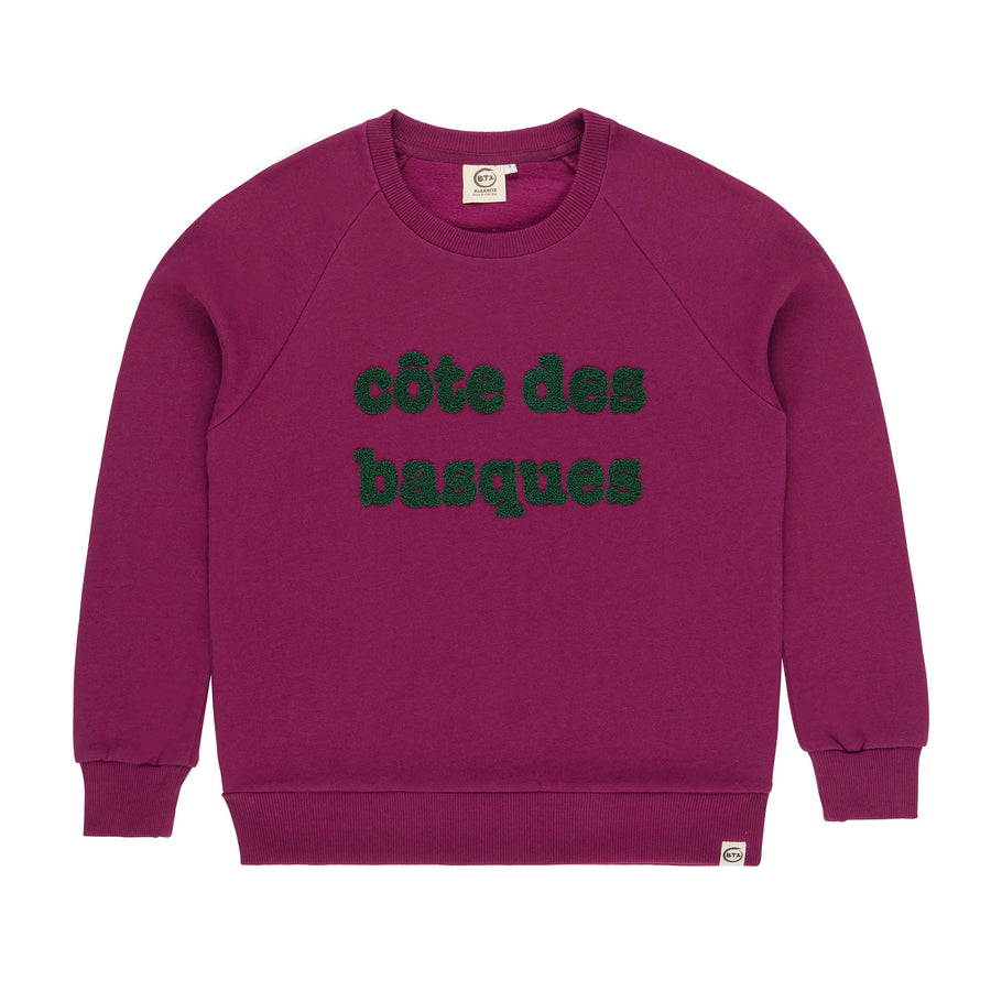 Sweatshirt côte des basques prune
